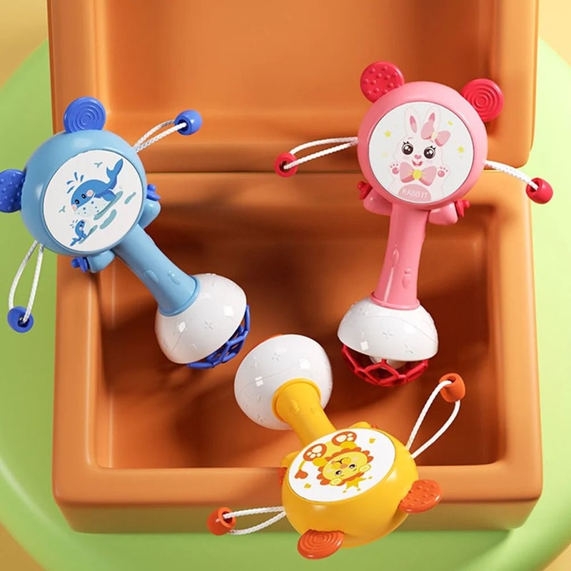Baby Rattle Teether Toy Hand Bell Mobile Early Learning Sensory Toy 6
