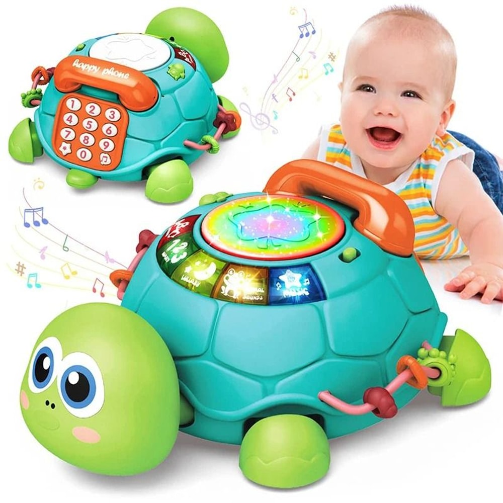 Musical Crawling Turtle Toy Light Up Early Learning Baby Toy 5
