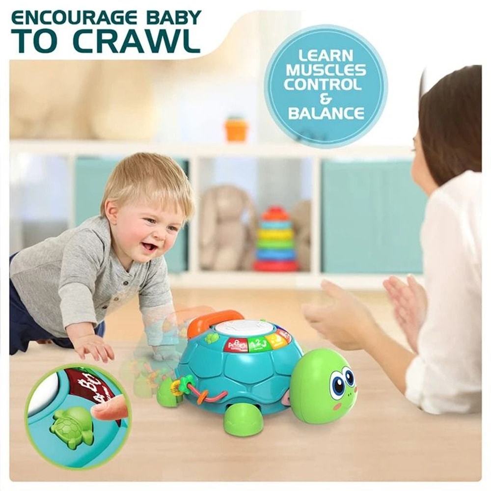 Musical Crawling Turtle Toy Light Up Early Learning Baby Toy 6