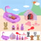 Mini Pet Play House Pretend Play Cat Dog Kennel Bathtub Toy Set 11