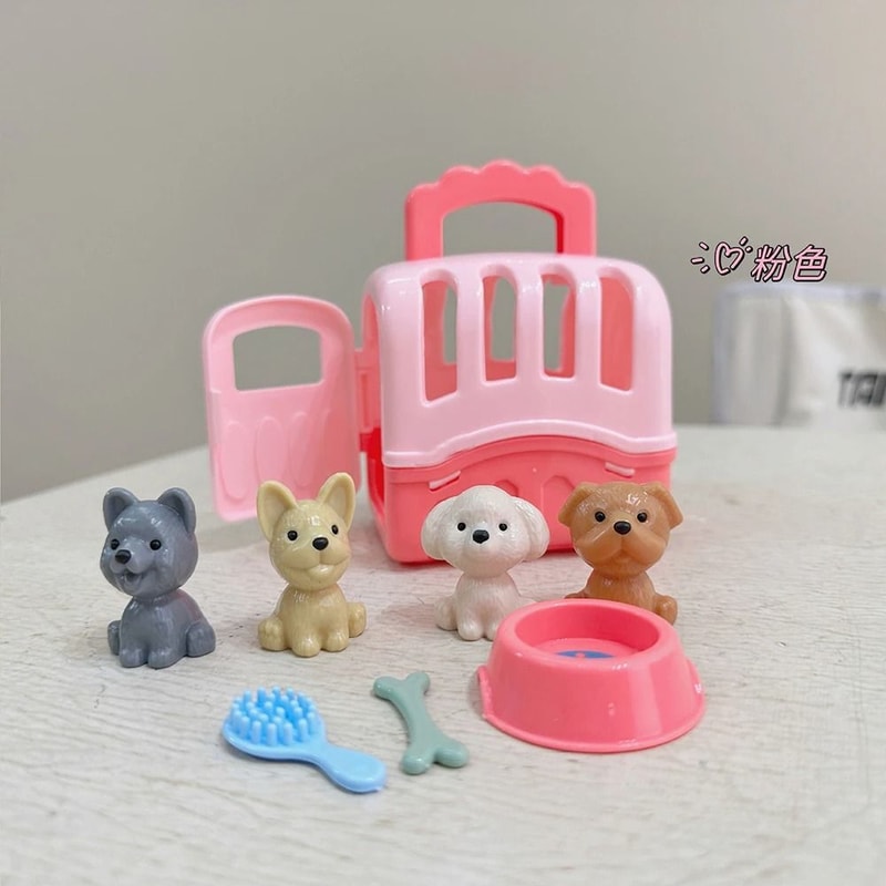 Mini Pet Play House Pretend Play Cat Dog Kennel Bathtub Toy Set 5