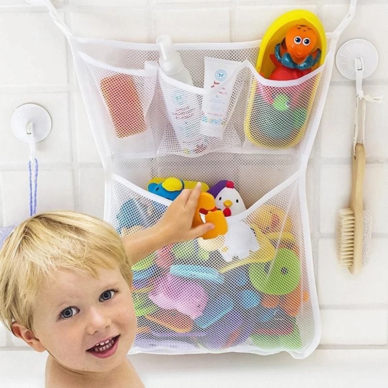 Bath Toy Storage Mesh Net Organizer With Suction Cups Duck Frog Design 15