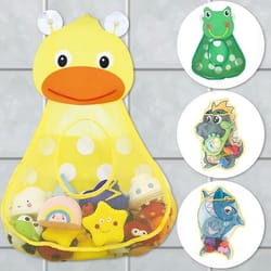 bath toy storage mesh net organizer with suction cups duck frog design