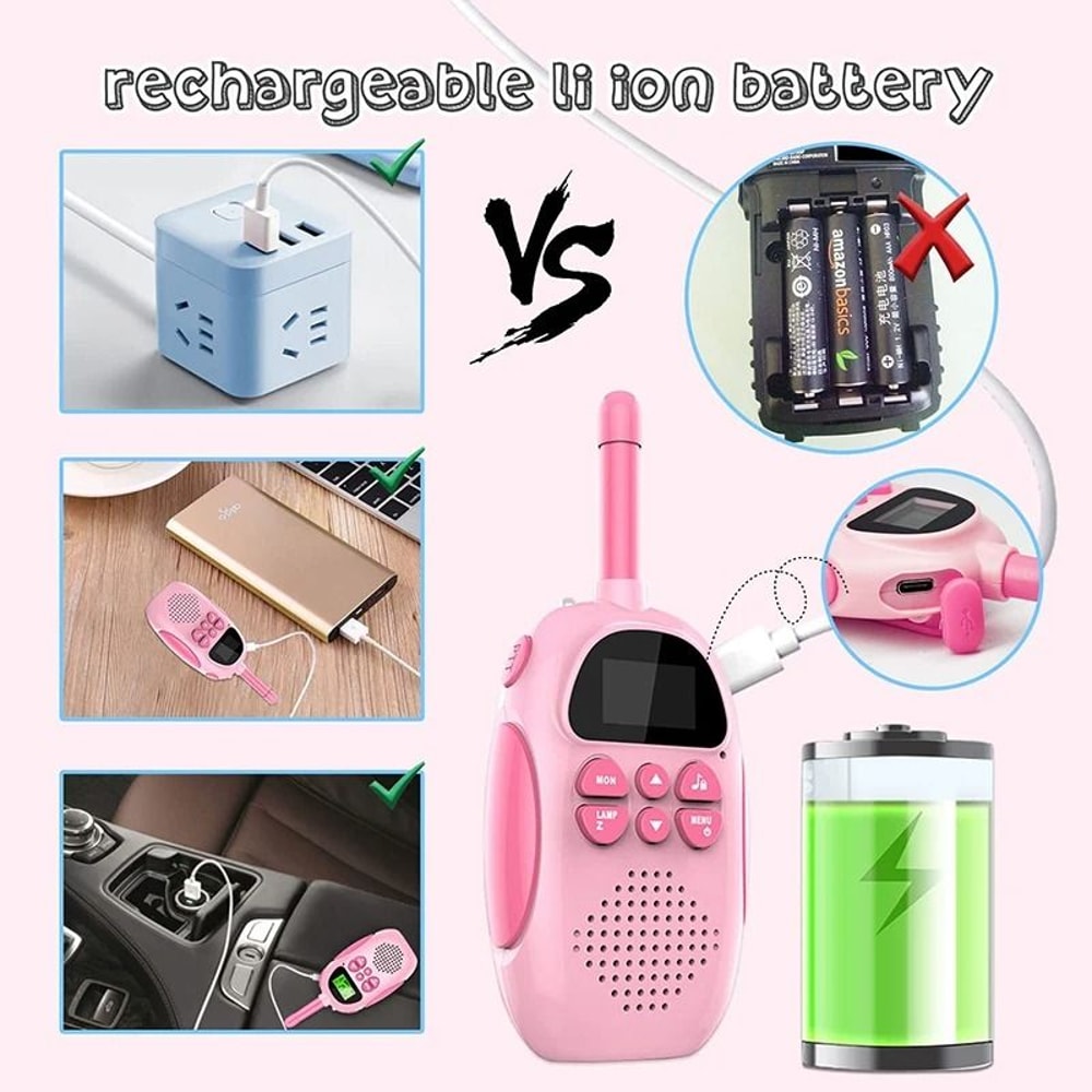 Rechargeable Kids Walkie Talkies Long Range 2 Way Radio Set 7