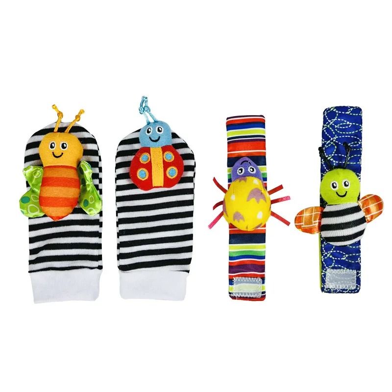 Baby Rattles Toys Set Wrist Rattle Socks And Foot Finder For Newborns 8