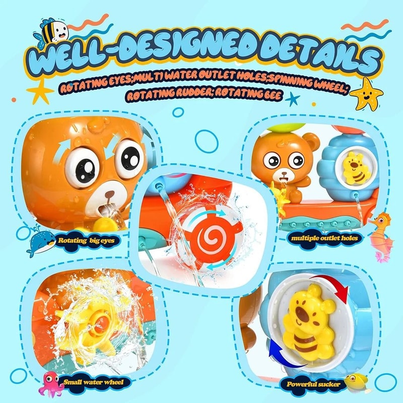 Baby Bath Toy Suction Cup Wall Water Play Track 3