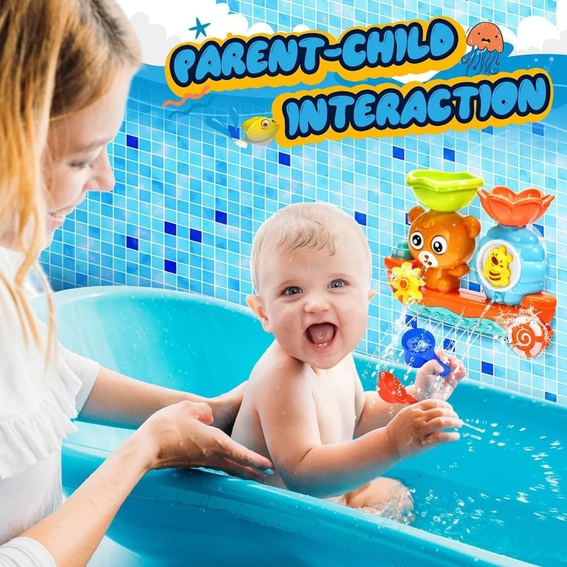 Baby Bath Toy Suction Cup Wall Water Play Track 4