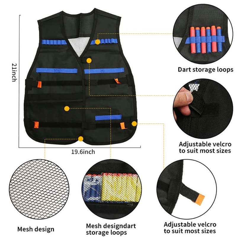 Kids Nerf Tactical Vest Kit With Battle Gear And Protective Accessories 10