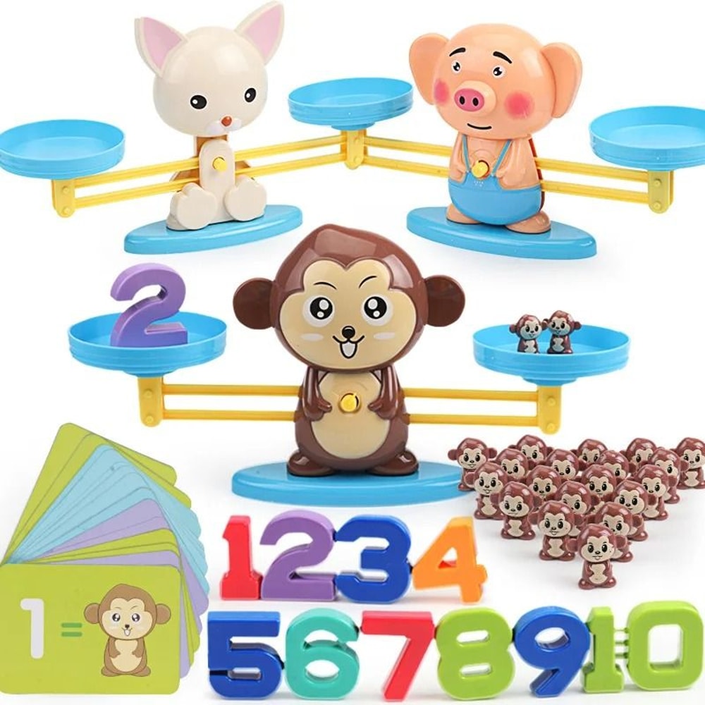 Montessori Math Toy Monkey Balance Scale Number Learning Game 12