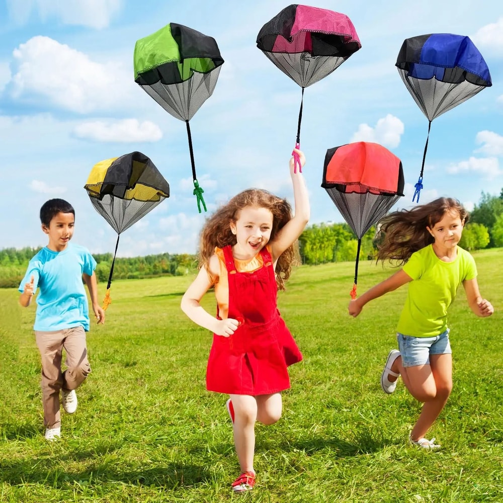 Kids Parachute Toy Set Tangle Free Outdoor Flying Hand Throw Toys 4