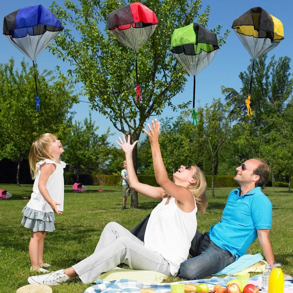 Kids Parachute Toy Set Tangle Free Outdoor Flying Hand Throw Toys 6
