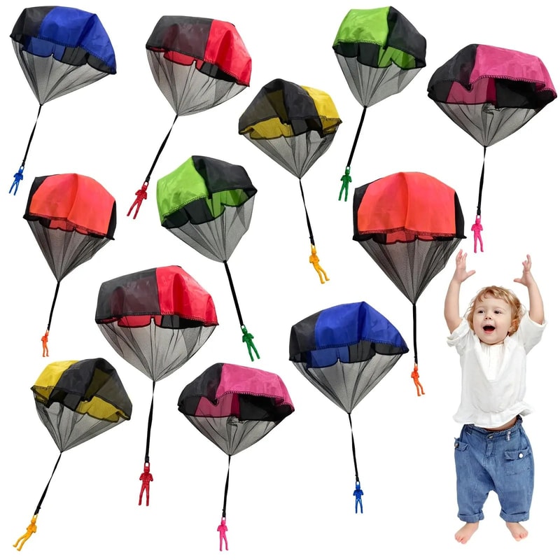 Kids Parachute Toy Set Tangle Free Outdoor Flying Hand Throw Toys 7