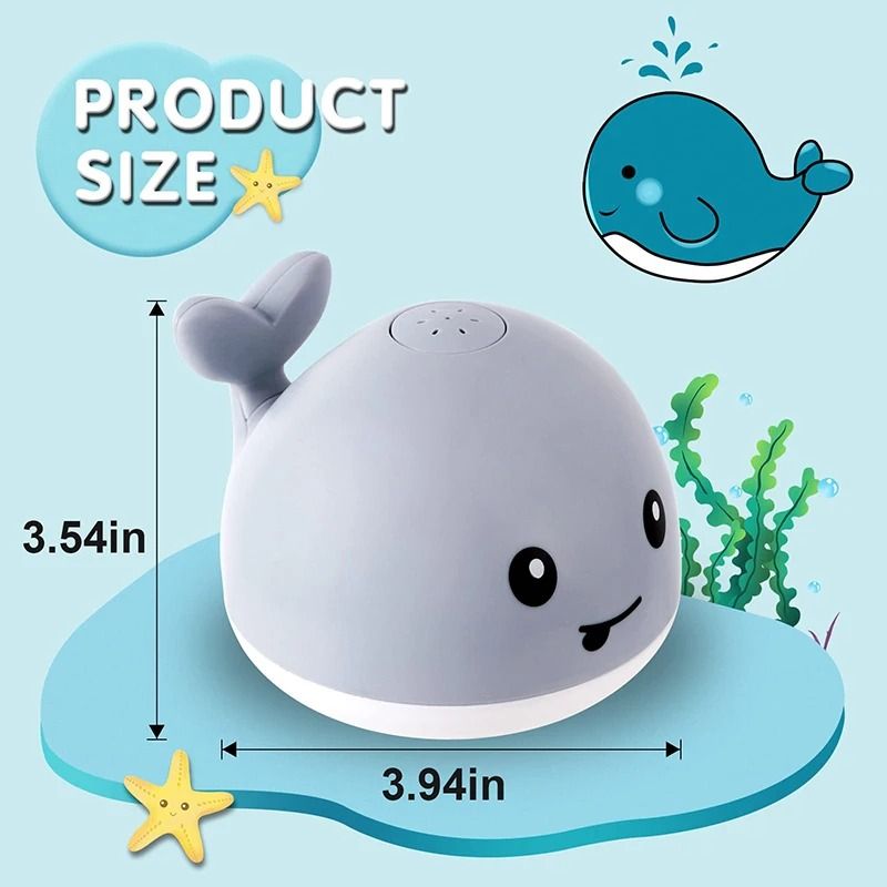 Rechargeable Baby Bath Toy Light Up Whale Water Spray 5