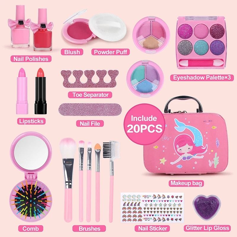 Girls Makeup Kit Washable Princess Pretend Play Makeup Set 6