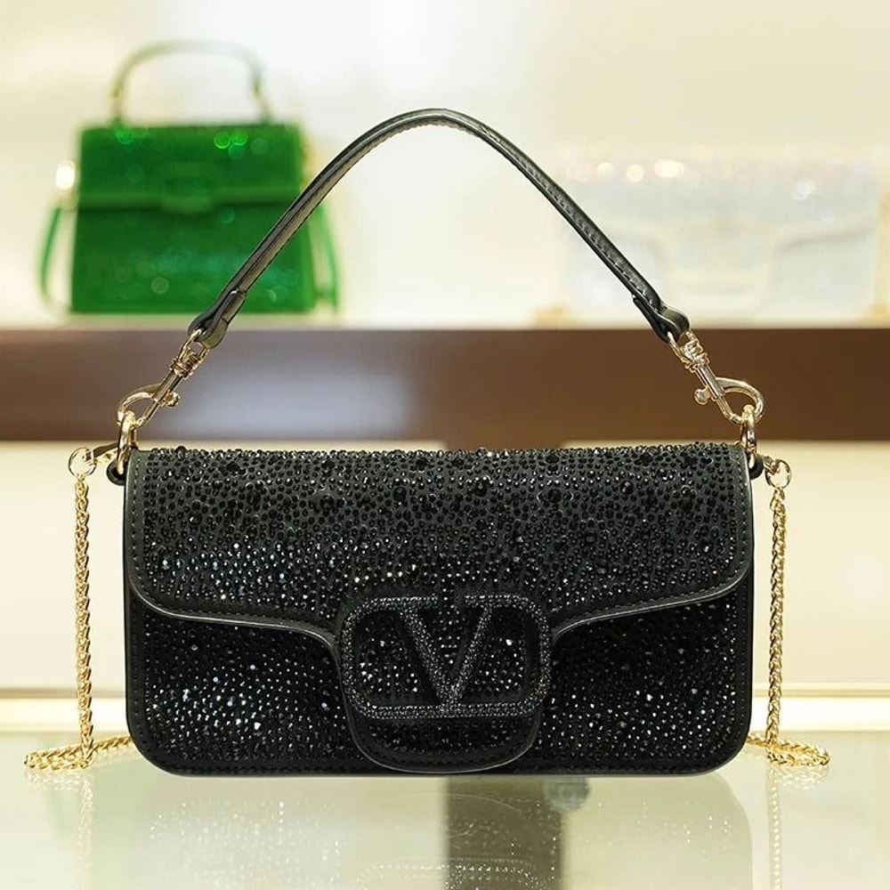 Sparkling Diamond Studded Small Square Crossbody Handbag 3