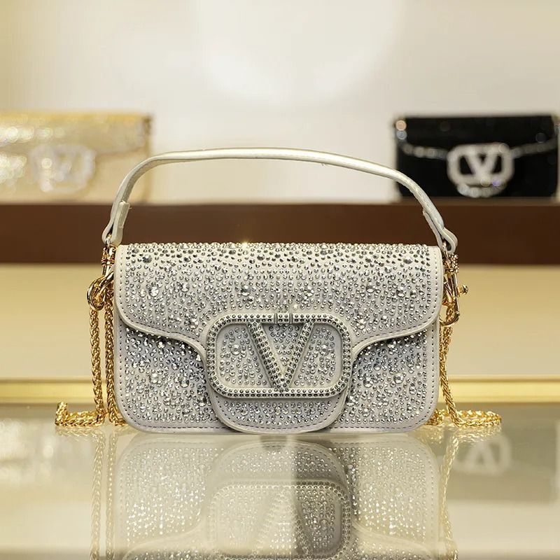 Sparkling Diamond Studded Small Square Crossbody Handbag 10