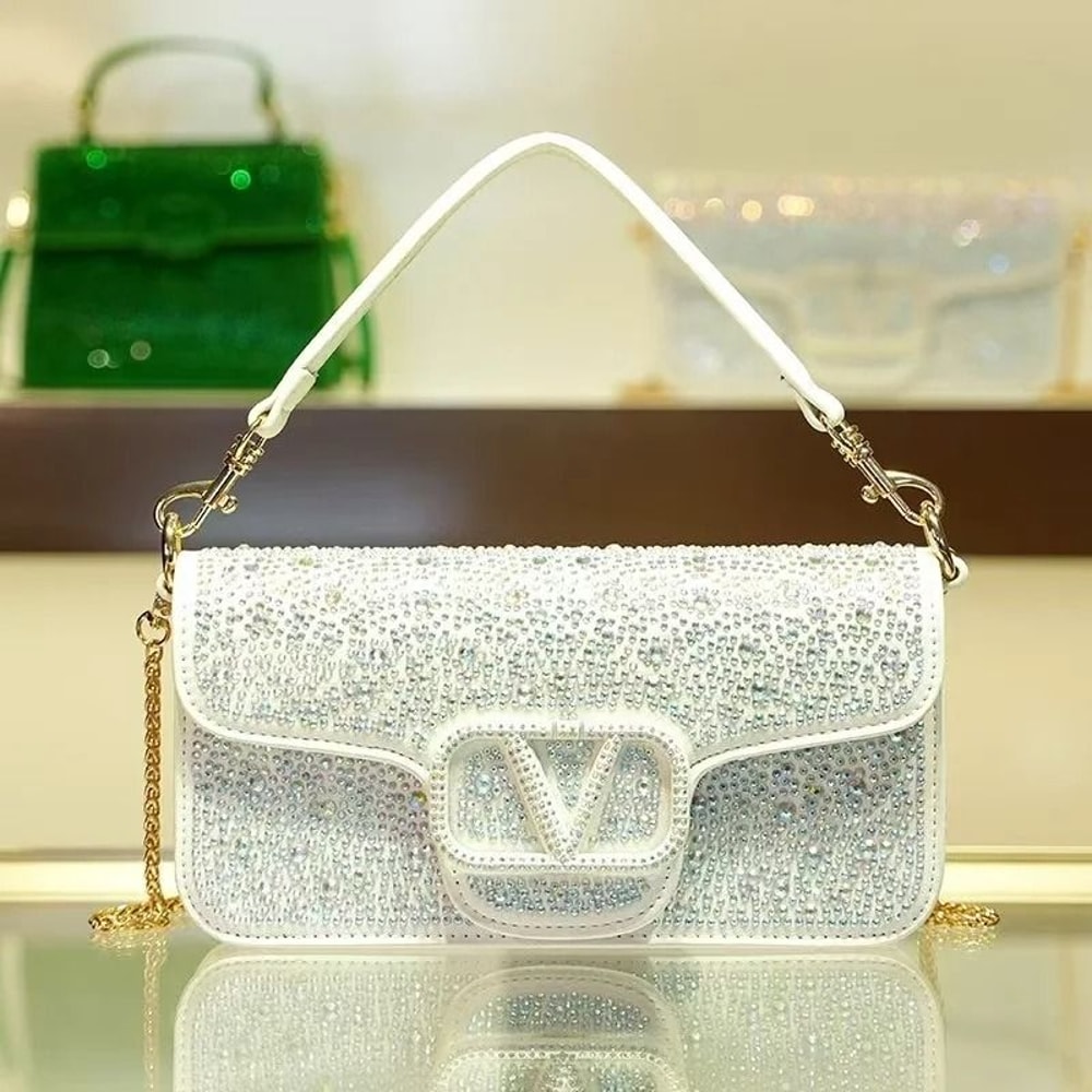 Sparkling Diamond Studded Small Square Crossbody Handbag 12