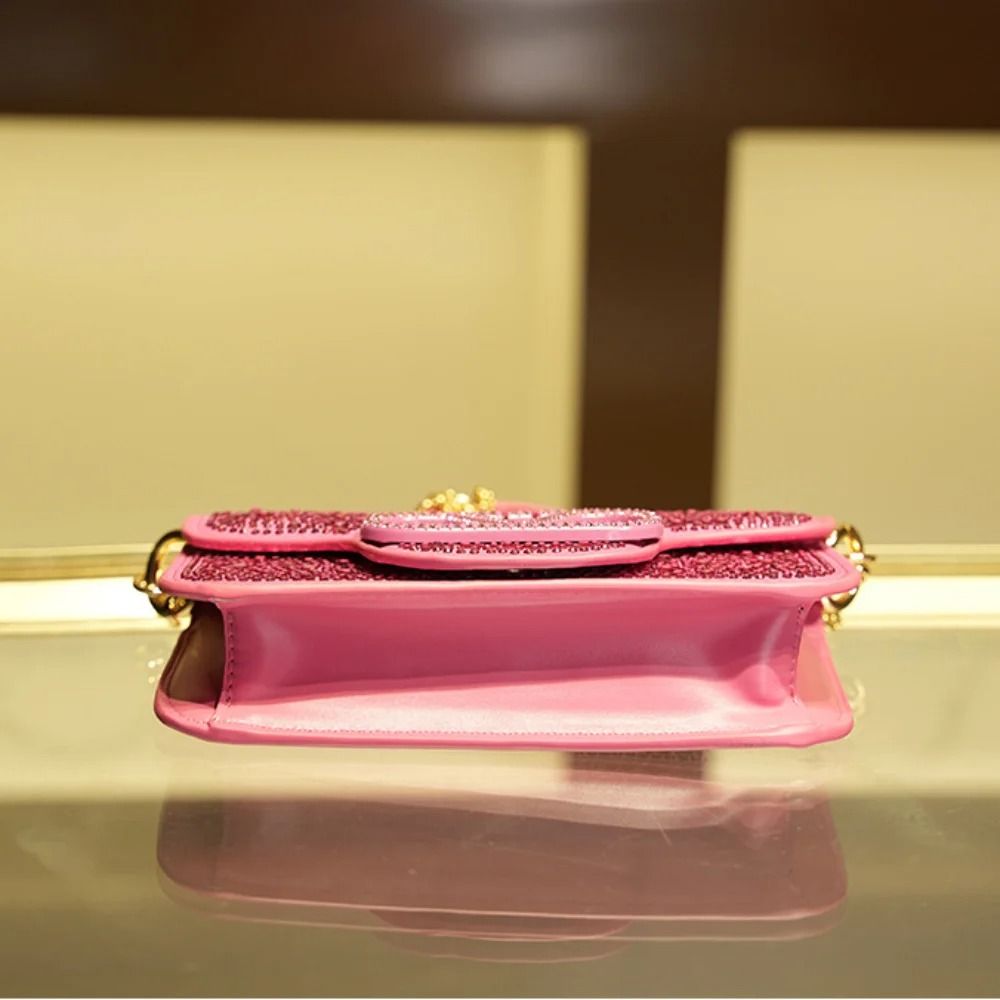 Sparkling Diamond Studded Small Square Crossbody Handbag 13