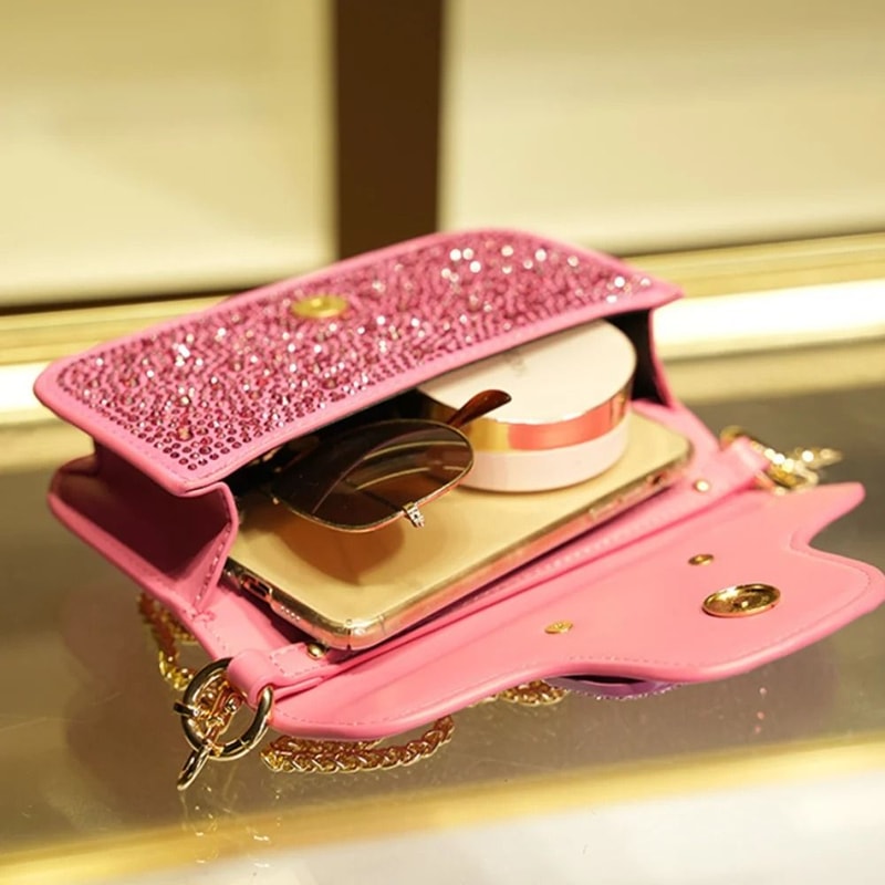 Sparkling Diamond Studded Small Square Crossbody Handbag 16