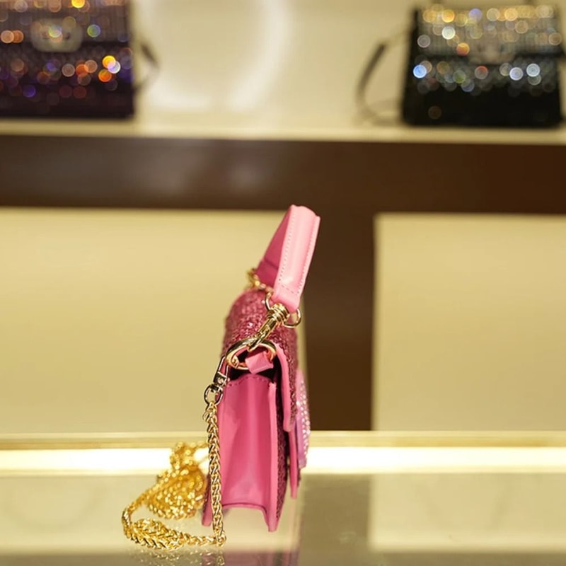 Sparkling Diamond Studded Small Square Crossbody Handbag 17