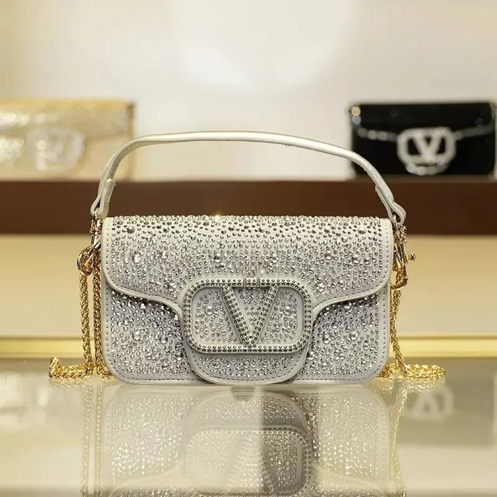 Sparkling Diamond Studded Small Square Crossbody Handbag 9