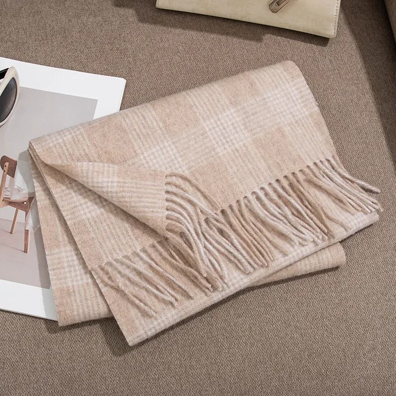 Unisex Wool Winter Scarf Thick Plaid Warm Autumn Wrap 0