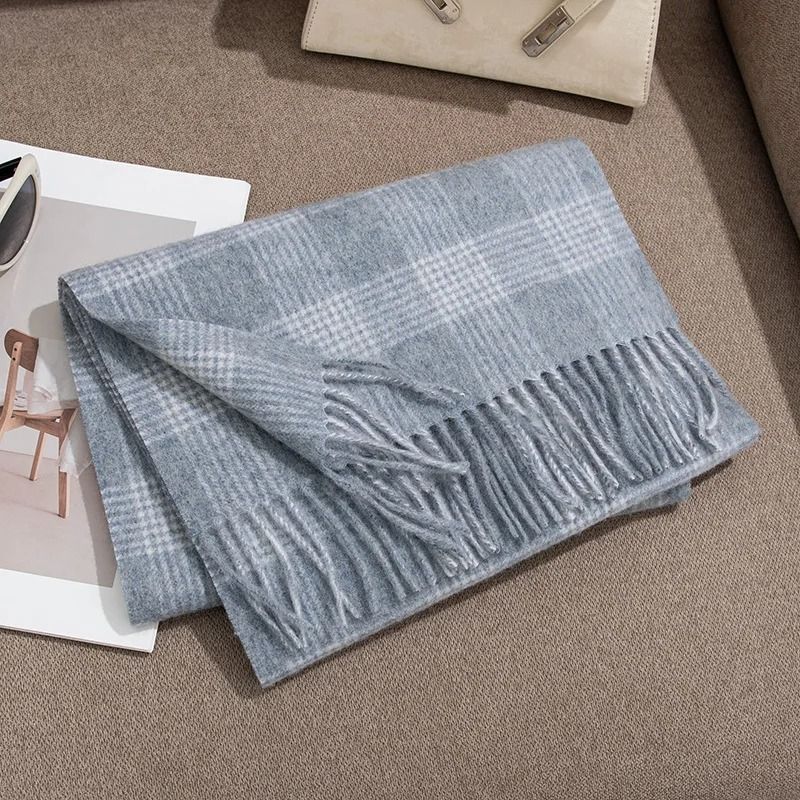 Unisex Wool Winter Scarf Thick Plaid Warm Autumn Wrap 5