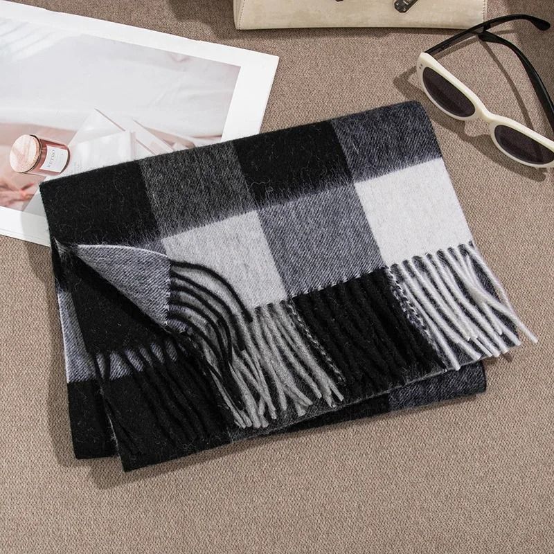 Unisex Wool Winter Scarf Thick Plaid Warm Autumn Wrap 6