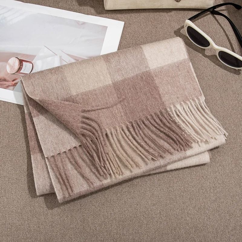 Unisex Wool Winter Scarf Thick Plaid Warm Autumn Wrap 9