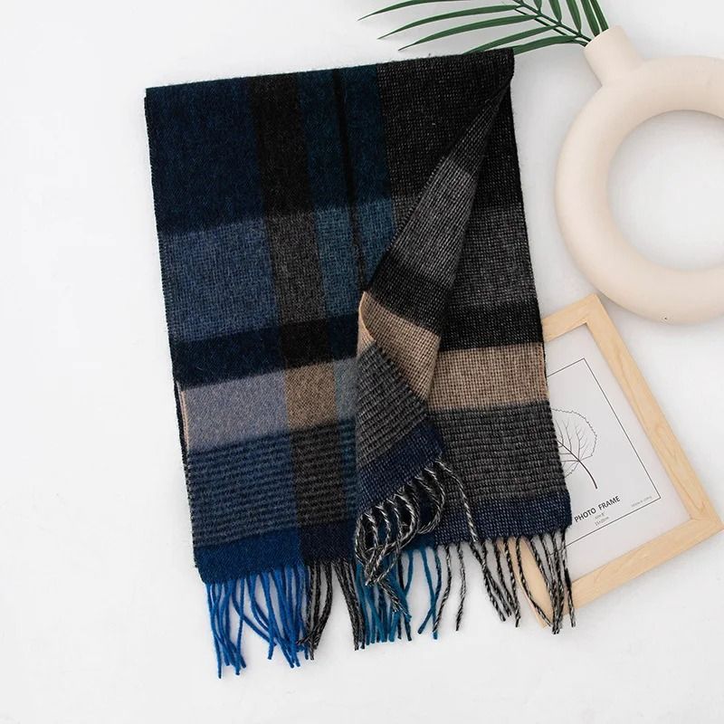Unisex Wool Winter Scarf Thick Plaid Warm Autumn Wrap 10