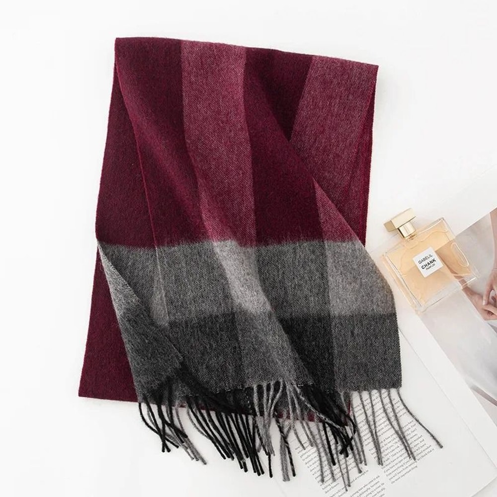 Unisex Wool Winter Scarf Thick Plaid Warm Autumn Wrap 11
