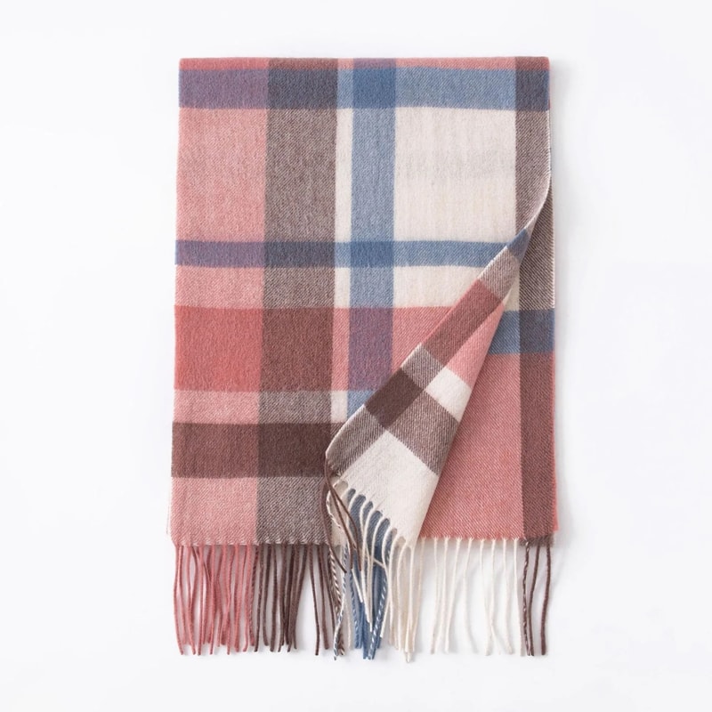 Unisex Wool Winter Scarf Thick Plaid Warm Autumn Wrap 13