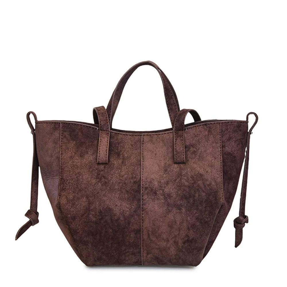 Vintage Suede Tote Large Capacity Underarm Shoulder Work Bag 4