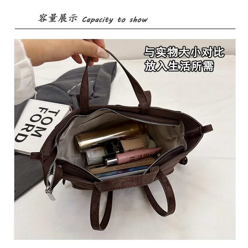 Vintage Suede Tote Large Capacity Underarm Shoulder Work Bag 6