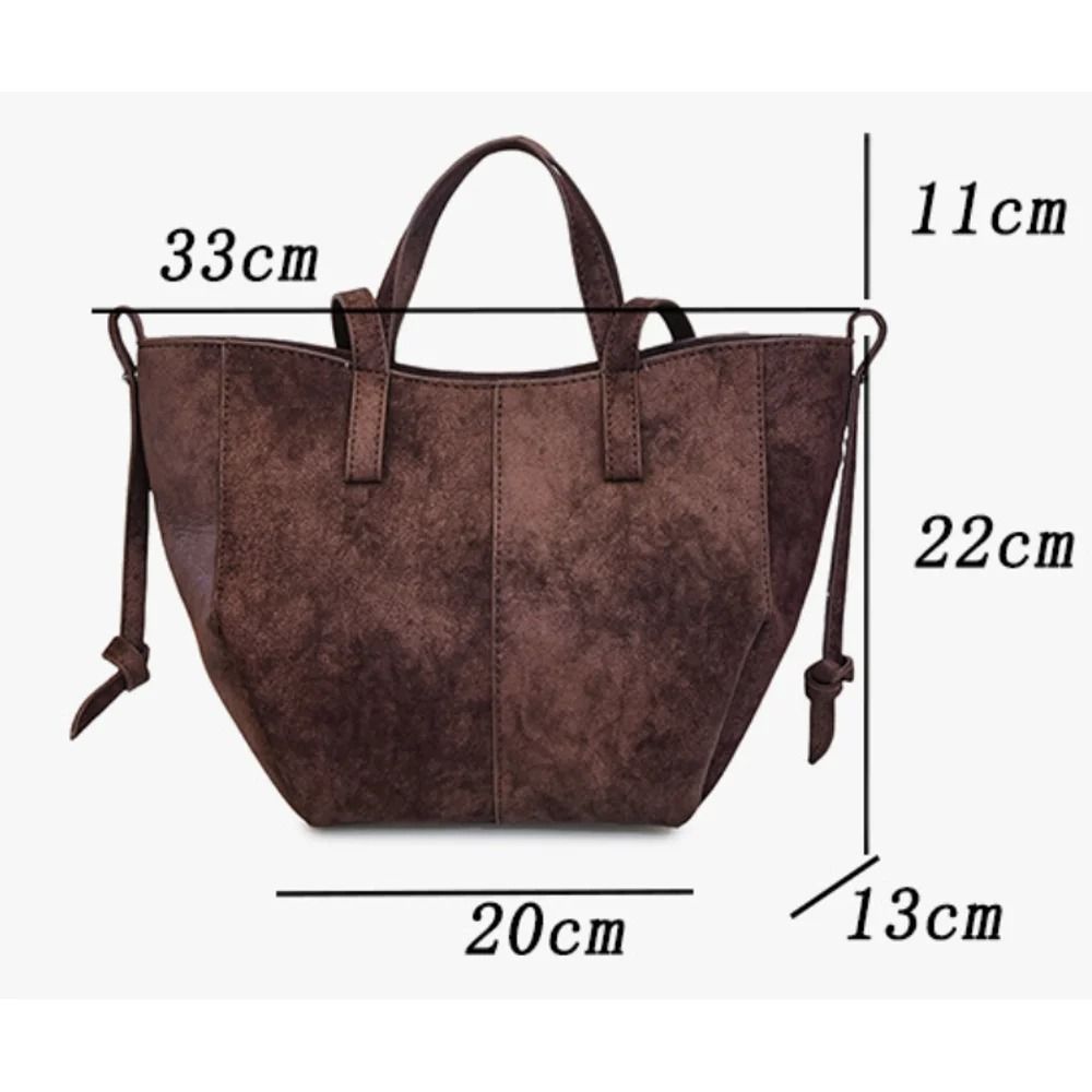 Vintage Suede Tote Large Capacity Underarm Shoulder Work Bag 7