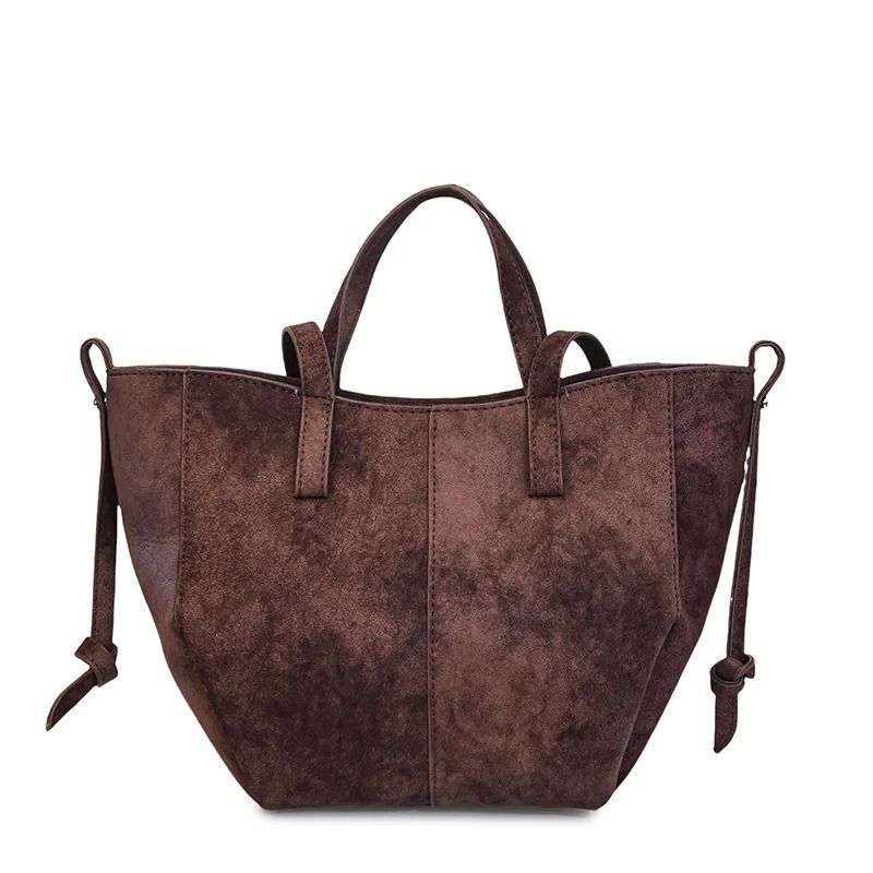 Vintage Suede Tote Large Capacity Underarm Shoulder Work Bag 8
