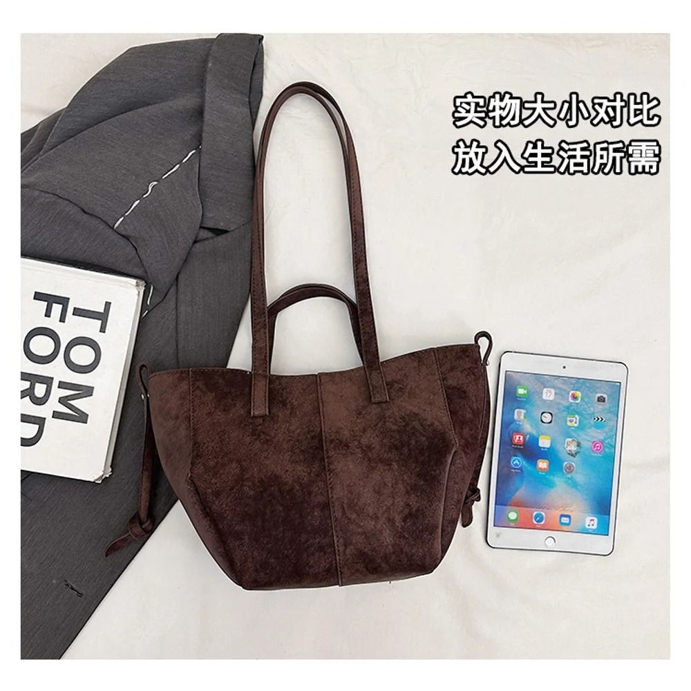Vintage Suede Tote Large Capacity Underarm Shoulder Work Bag 9
