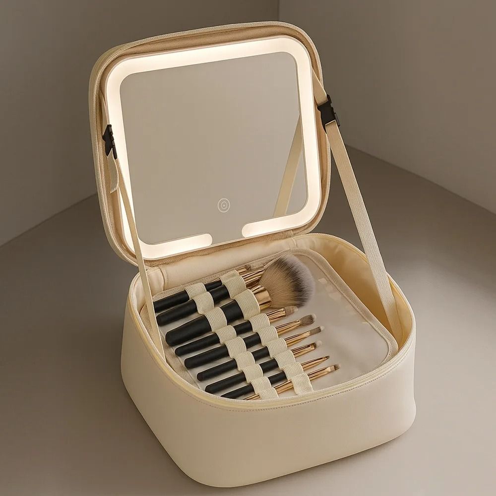 High End Makeup Bag With LED Mirror Large Capacity Travel Organizer 7