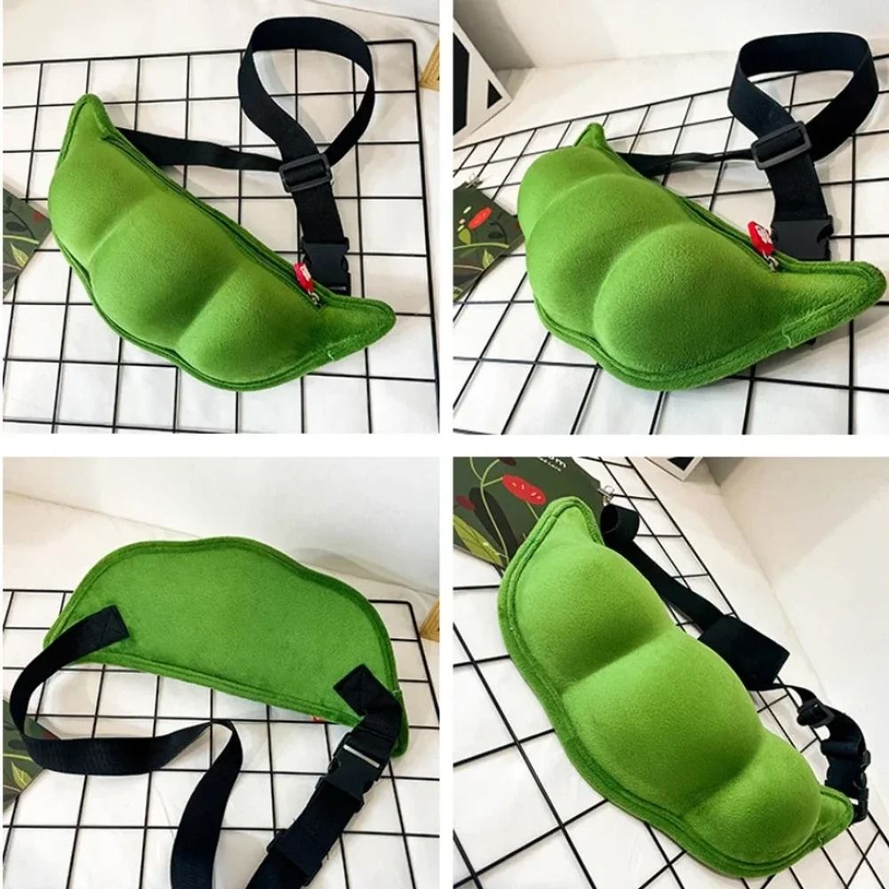 Edamame Plush Messenger Bag Creative Fun Crossbody Shoulder Bag 4