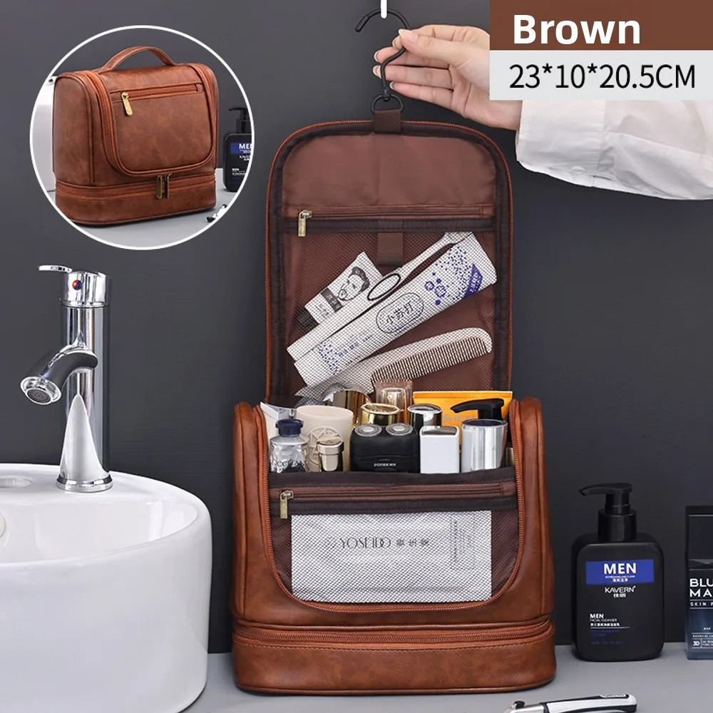 Mens Grooming Bag Hanging Toiletry Organizer Large Capacity 8