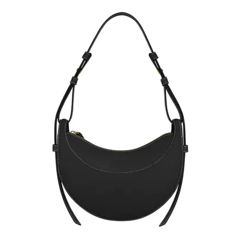 French Style Genuine Leather Crescent Shoulder Crossbody Bag 4