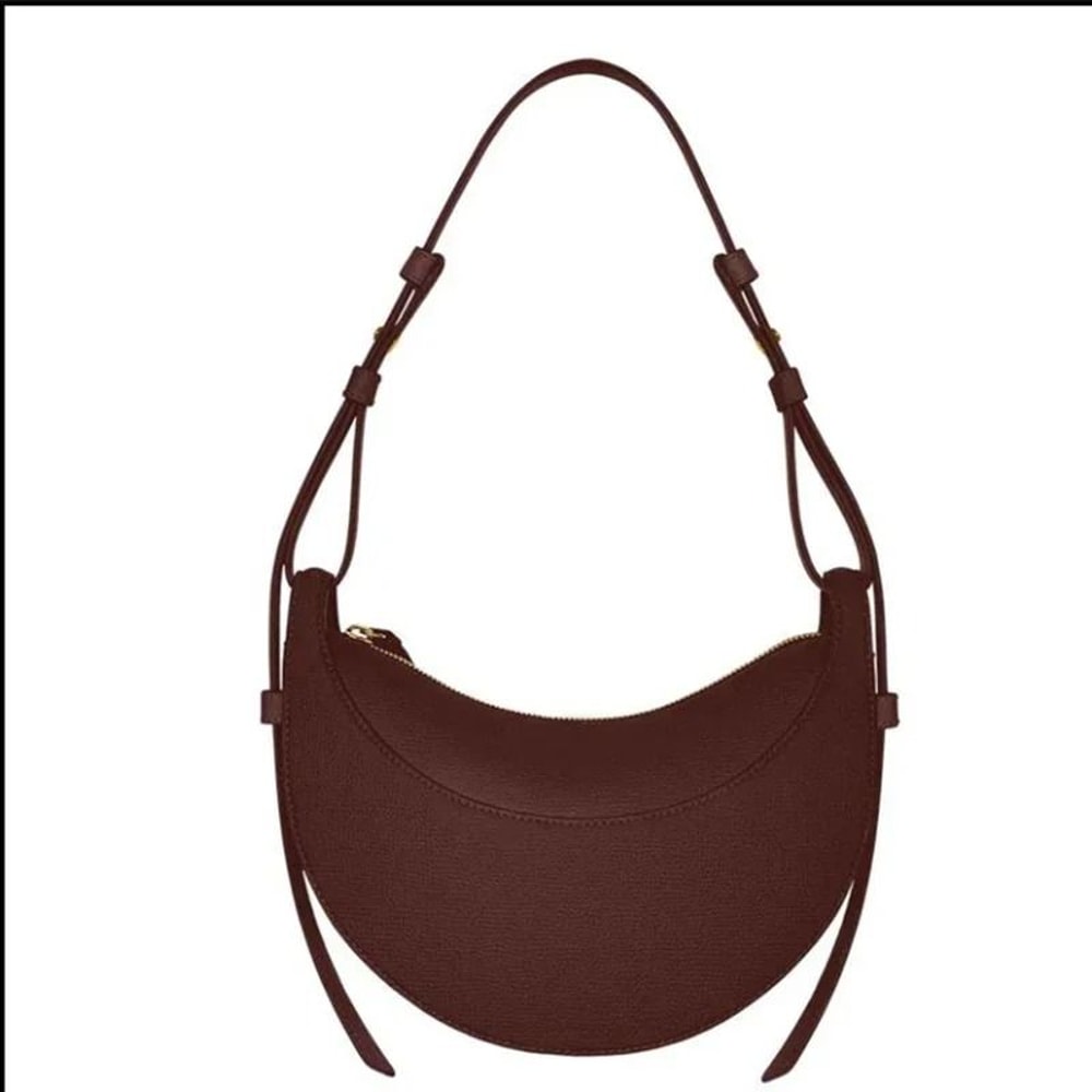 French Style Genuine Leather Crescent Shoulder Crossbody Bag 6