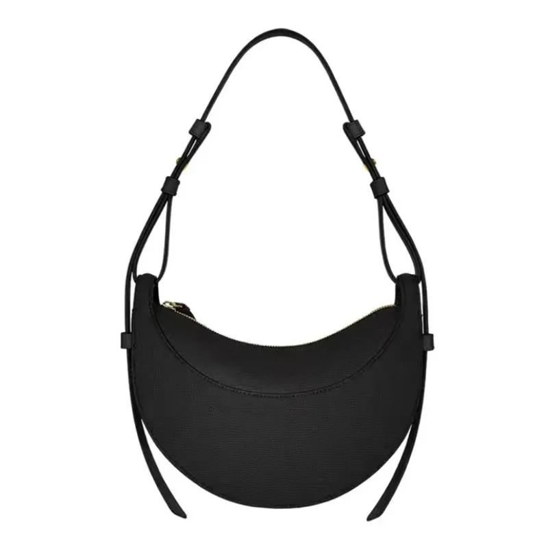 French Style Genuine Leather Crescent Shoulder Crossbody Bag 5