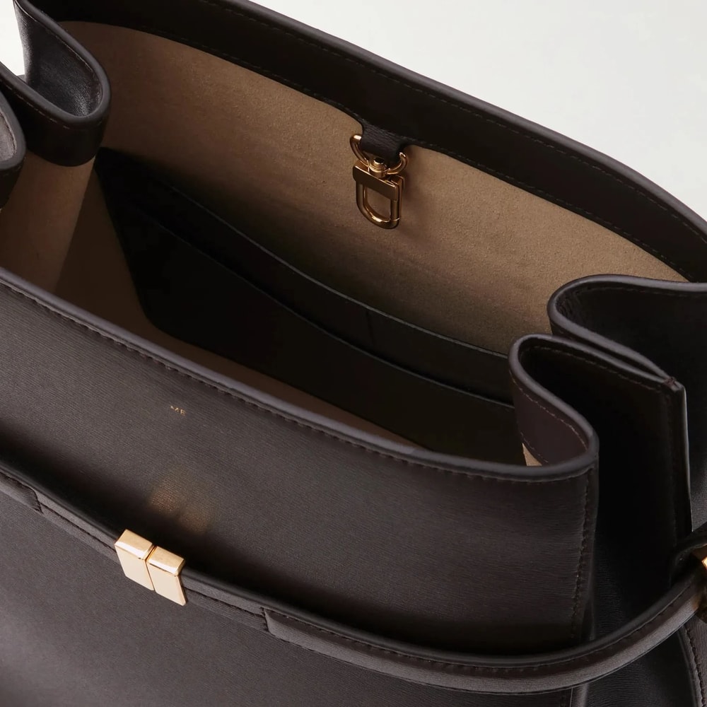 Scandinavian Genuine Leather Bucket Shoulder Tote Bag For Women 2