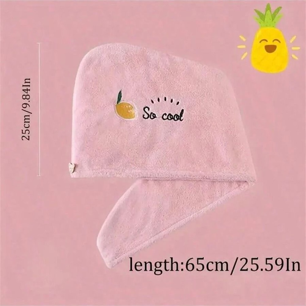 Embroidered Coral Fleece Hair Drying Cap Quick Dry Microfiber Hair Towel 7
