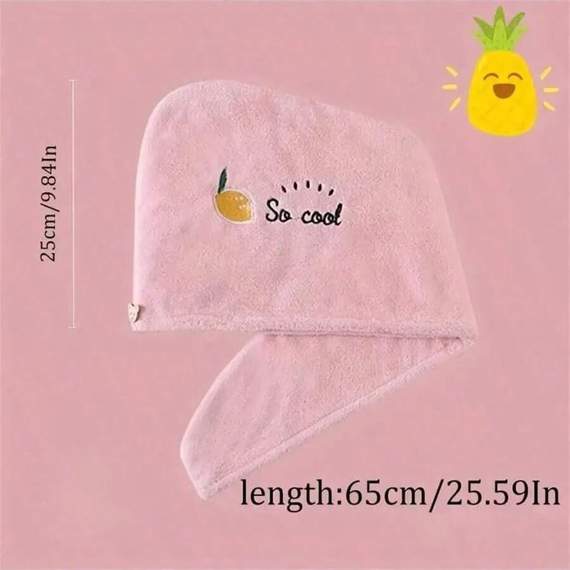 Embroidered Coral Fleece Hair Drying Cap Quick Dry Microfiber Hair Towel 7