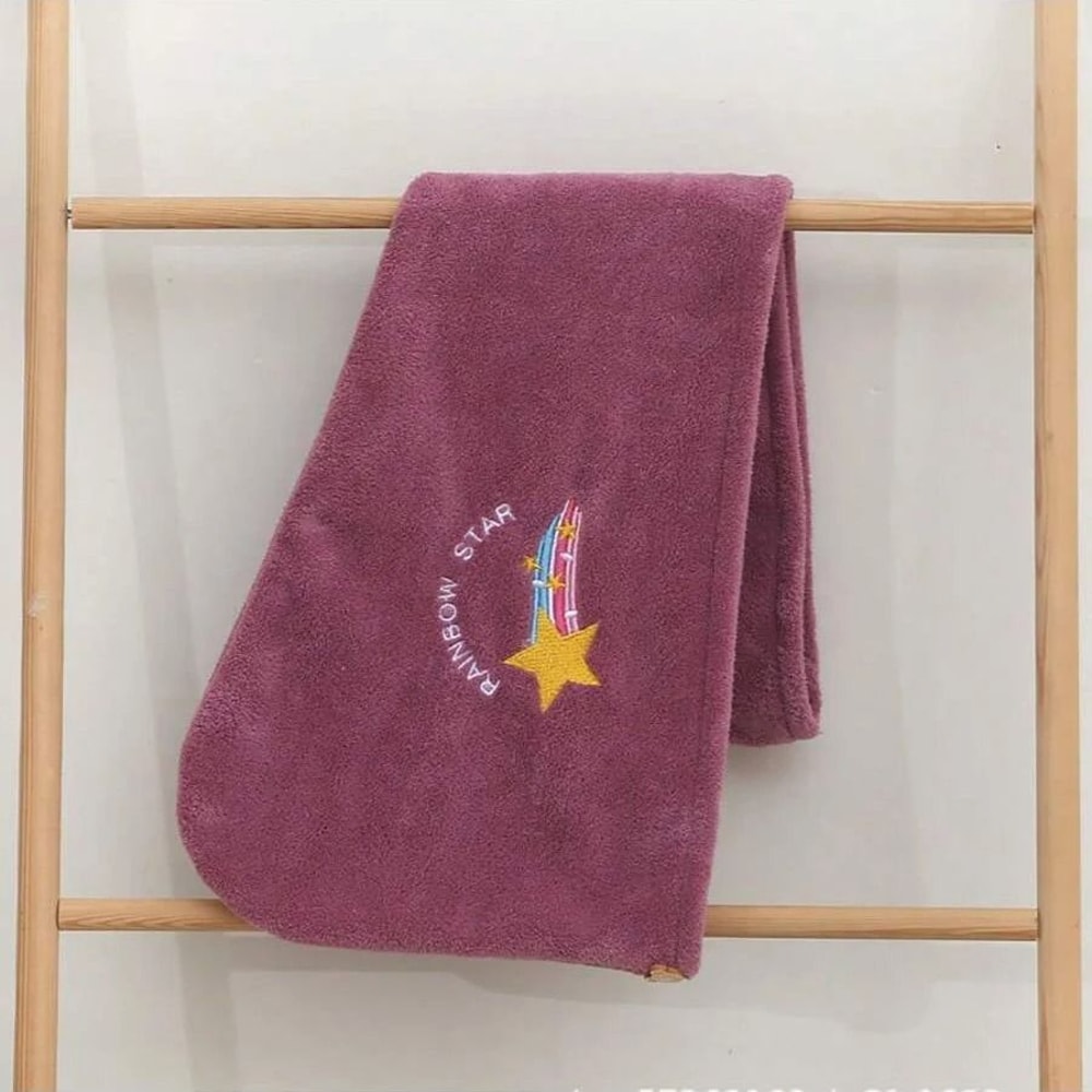 Embroidered Coral Fleece Hair Drying Cap Quick Dry Microfiber Hair Towel 3