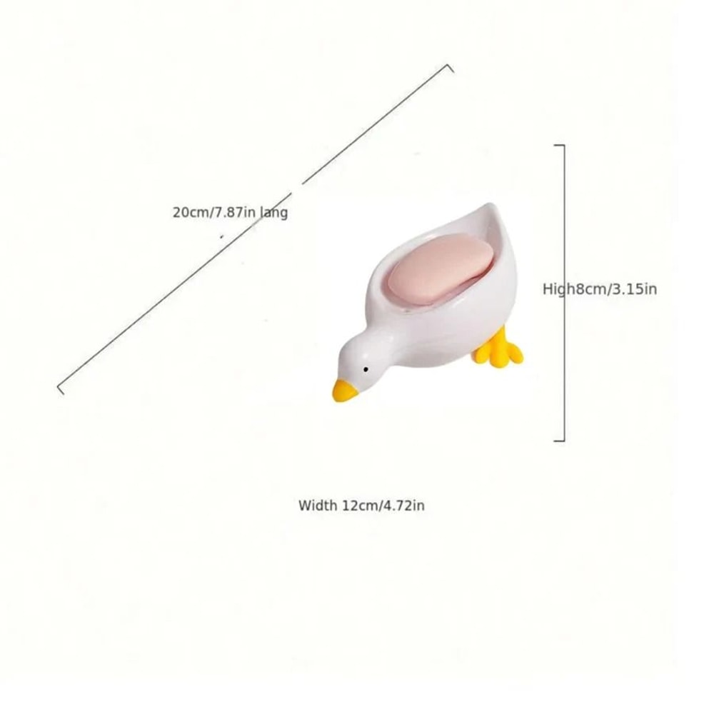 Cute Duck Soap Dish With Drain Non Slip Bathroom Soap Holder 3