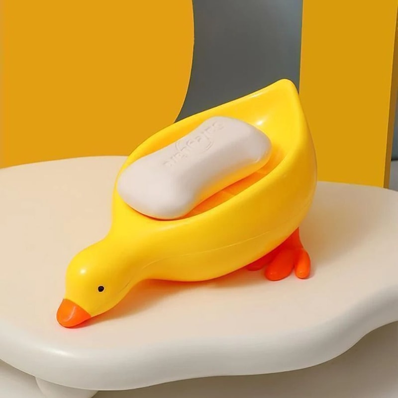 Cute Duck Soap Dish With Drain Non Slip Bathroom Soap Holder 1