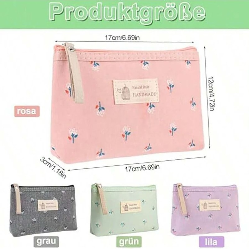 Canvas Makeup Bag Small Cosmetic Travel Pouch For Daily Essentials 10